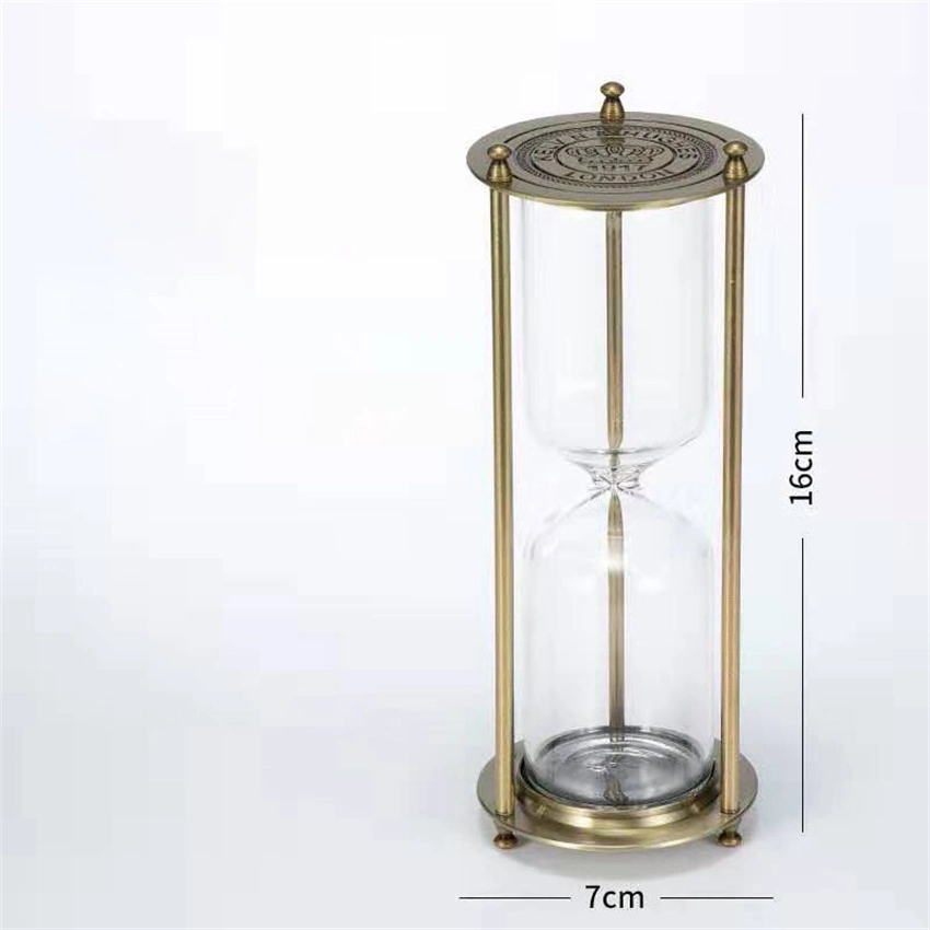 Factory Wholesale/Supplier European Retro Metal Three Columns Ornaments Home Accessories Gift Timer Hourglass