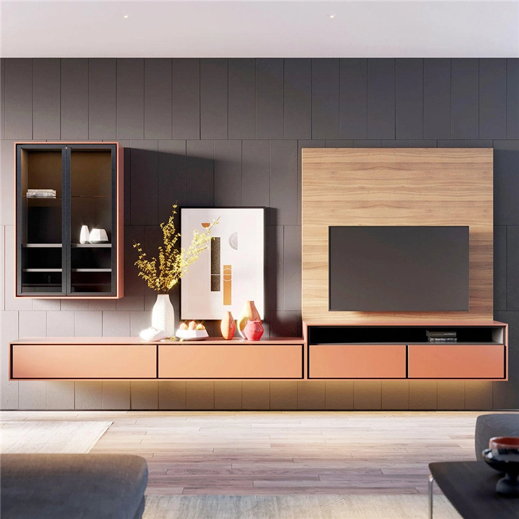 Latest Fashion Modern TV Cabinet Wall Mount Set New Design Lights Modern Furniture Cabinets TV Table Stands Luxury TV Stand with Cafe Table and Cabinet