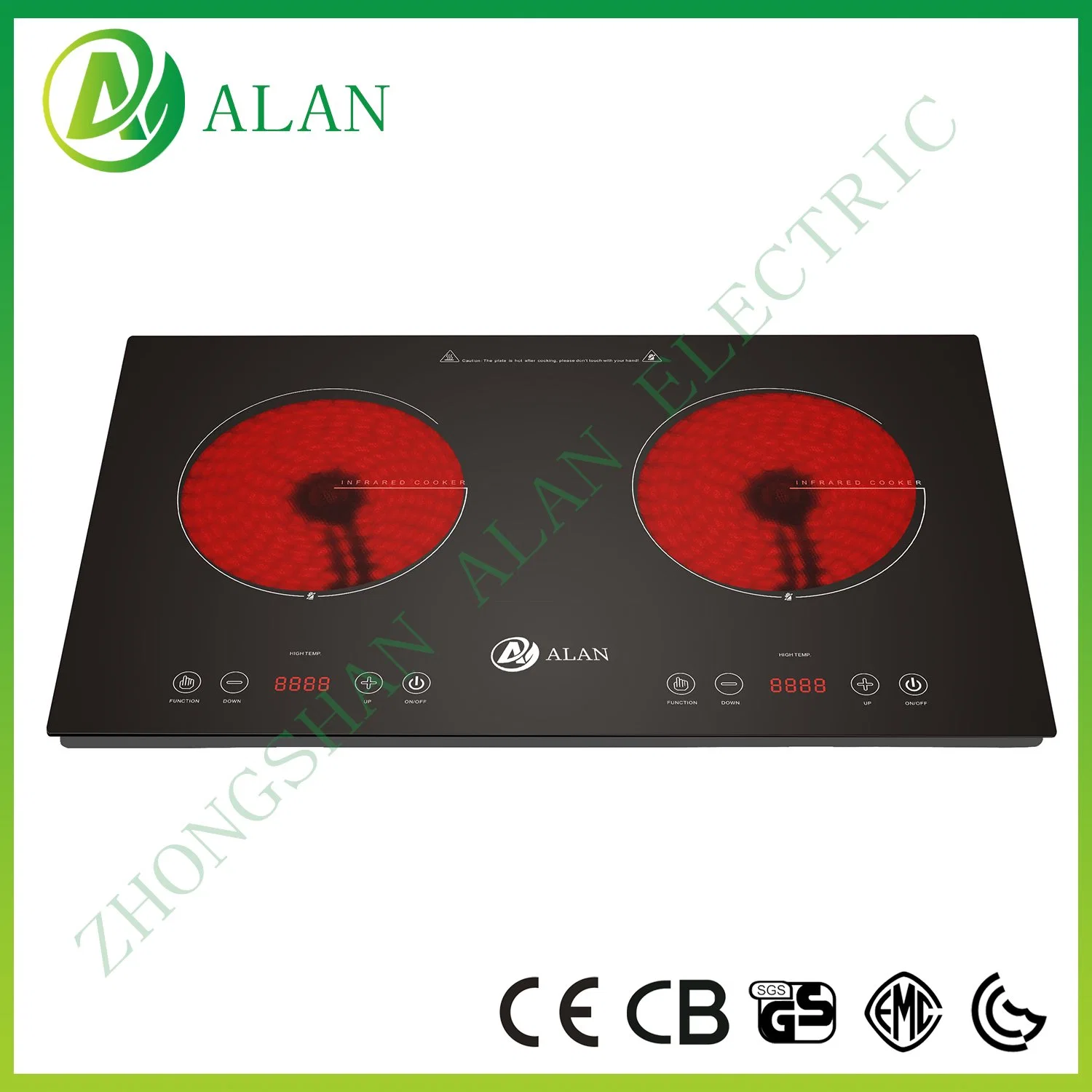 3000W Sliding Double Burns Domino Infrared Cooker Induction Cooker Stove with Double Ring Heater