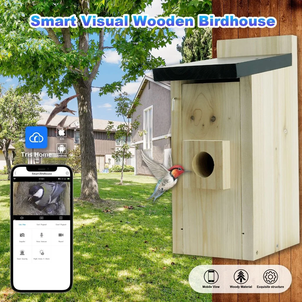 Intelligent Visual Wooden Bird House/Nest Cameras Mobile Remote Observation