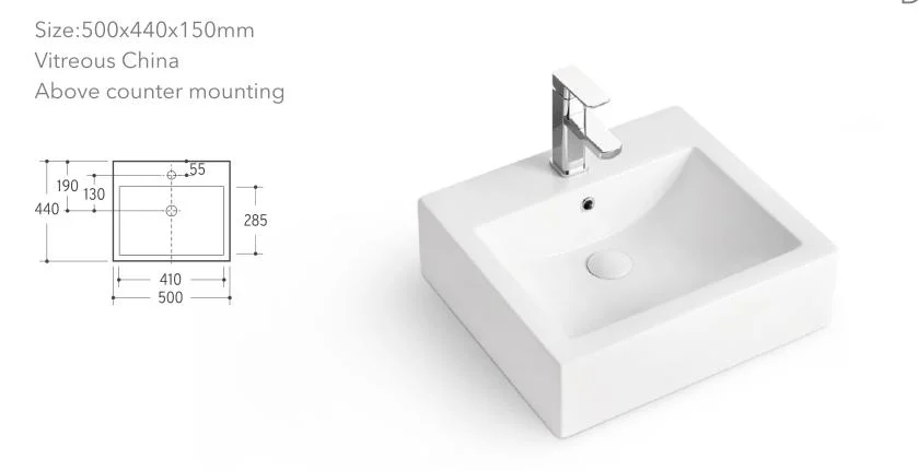 Sanitary Ware Sink Countertop Rectangular Washbasin Ceramic Lavabo Sink