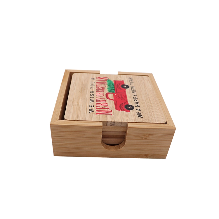 Modern Design Table Placemat Square Bamboo Wooden Coaster with Logo UV Printing