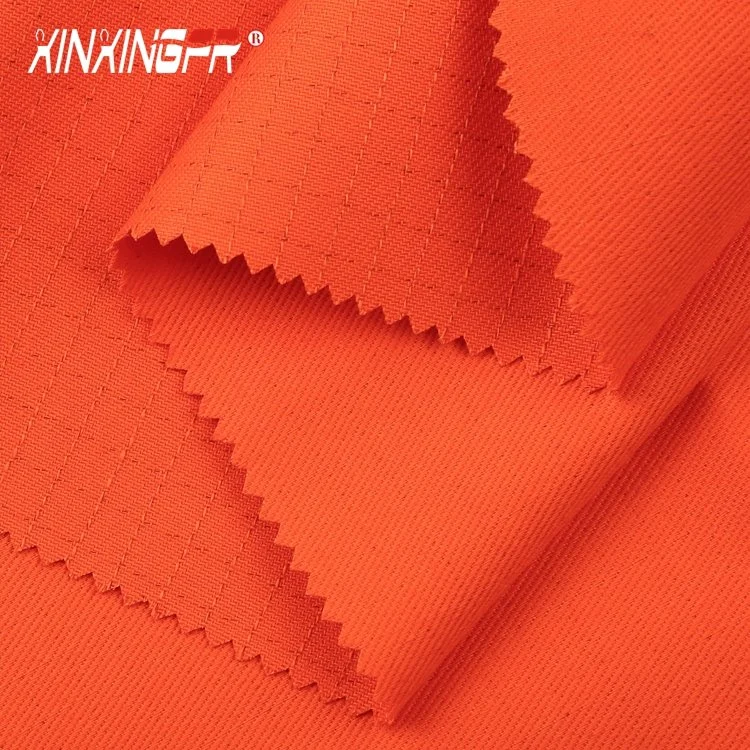 9oz Red Color 100% Cotton Fire Resistance Satin Fabric for Fr Garment