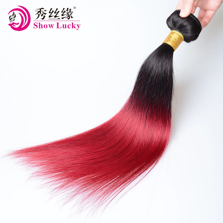 Grade 9A Two Tone Colored 1b/Burgundy Brazilian Virgin Human Hair Weft Straight Remy Ombre Hair Products