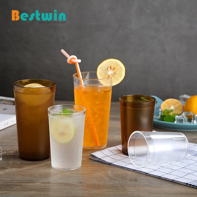 16oz 500ml Unbreakable Frosted Clear Restaurant Catering PC Tea Cup Plastic Pebbled Tumbler Drinking Glass