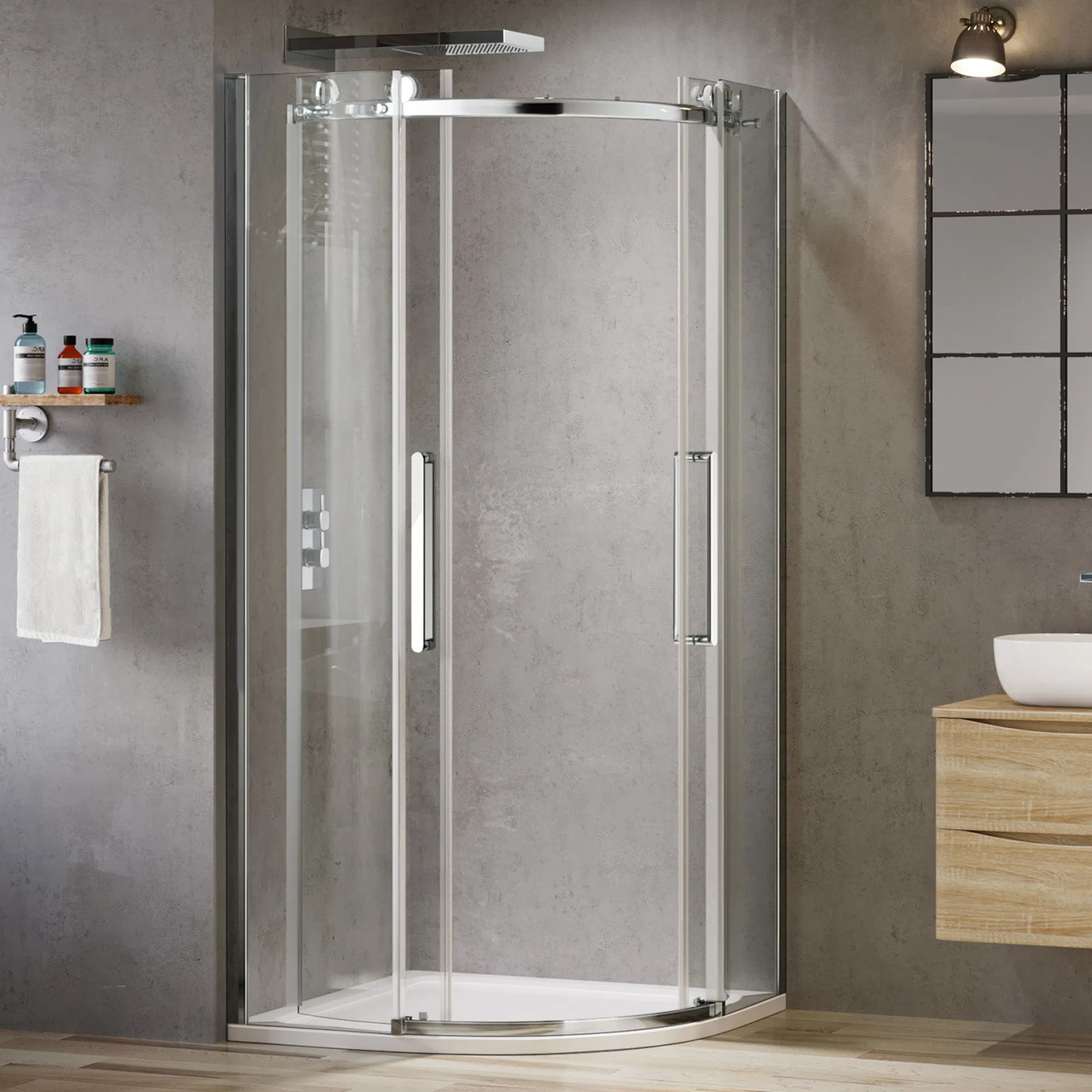 Hotel Prefabricated Tempered Glass Bathroom Shower Room