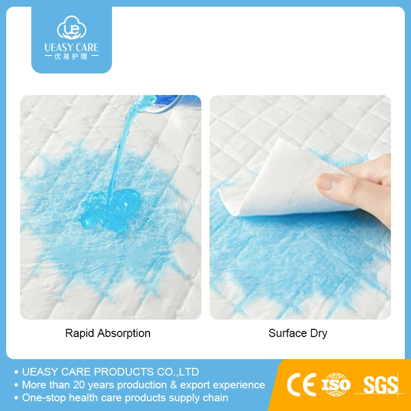 Absorbente desechable impermeable transpirable de puro algodón adulto médicos cuidado del bebé 90X60 60X60 OEM personalizar Underpad Sábana Mateo el cambio de pañal Pad Pad azul