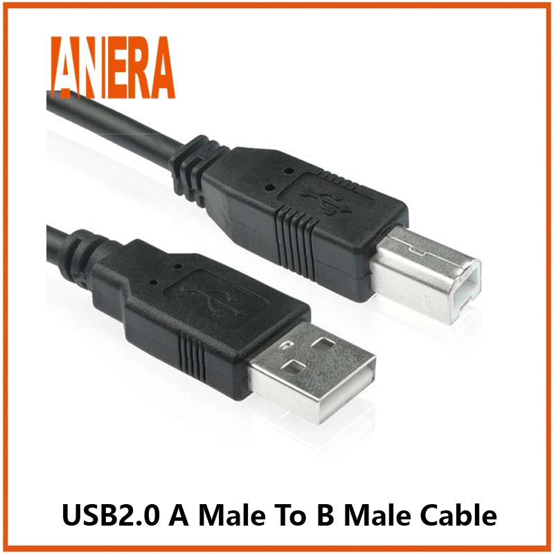 Cabo de impressora USB 2.0 padrão ANERA USB2.0 a macho para B macho portátil CA