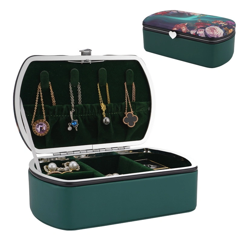 4 Designs Optional Printed PU Leather Jewelry Storage Box Carry-on Lightweight Jewelry Set Box