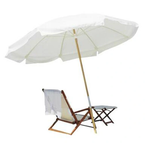 New Style White Wooden Beach Umbrella