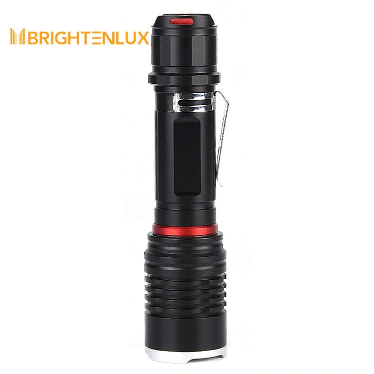 Brighttenlux Nueva fábrica diseñada Venta a granel USB impermeable Zoomable Tactical Mejor linterna LED recargable Mundos más brillante