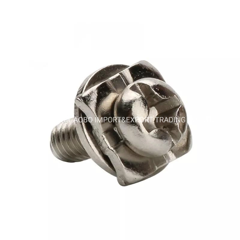 Pm/Qw5*10 Brass Pan Head Terminal Sems Screw with Square Washer