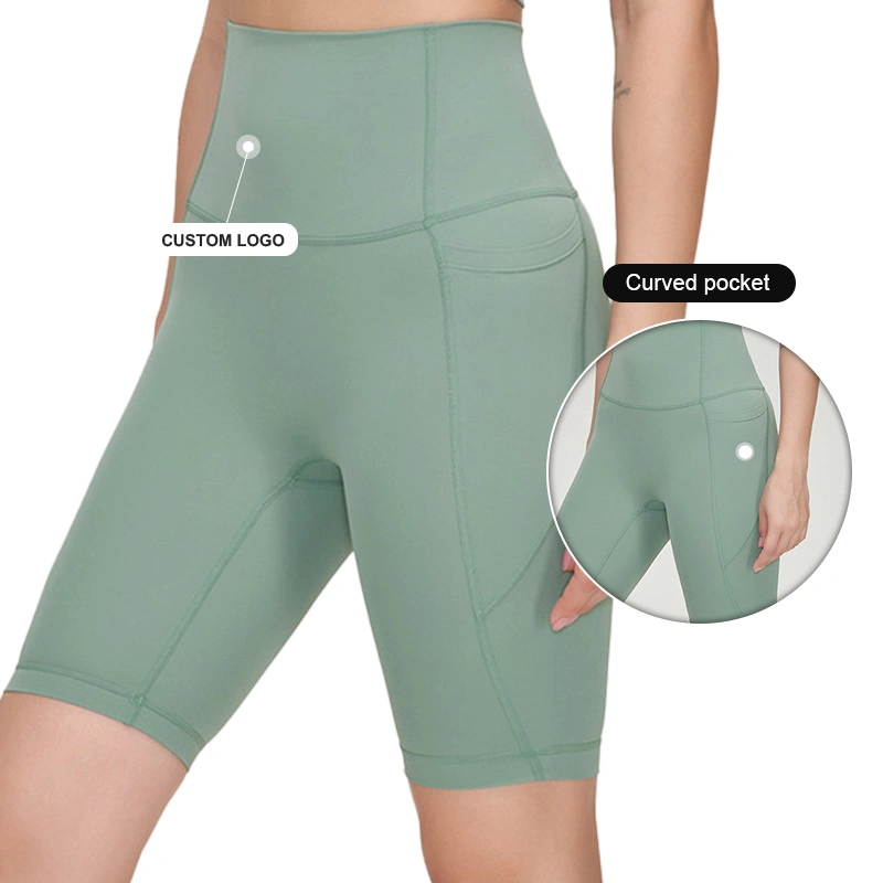 China Manufactory Wholesale/Supplier Women Yoga Short Legging Hip Lifting Pockets Shorts Summer High Waisted Shaping Belly Tightening Sports Fitness Workout Active Short