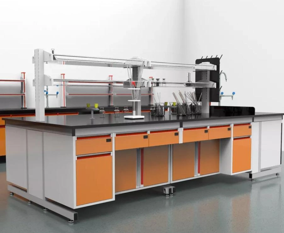 College Laboratory Furniture PP Central Table Good at Strong Chemical Resistance Test Bench