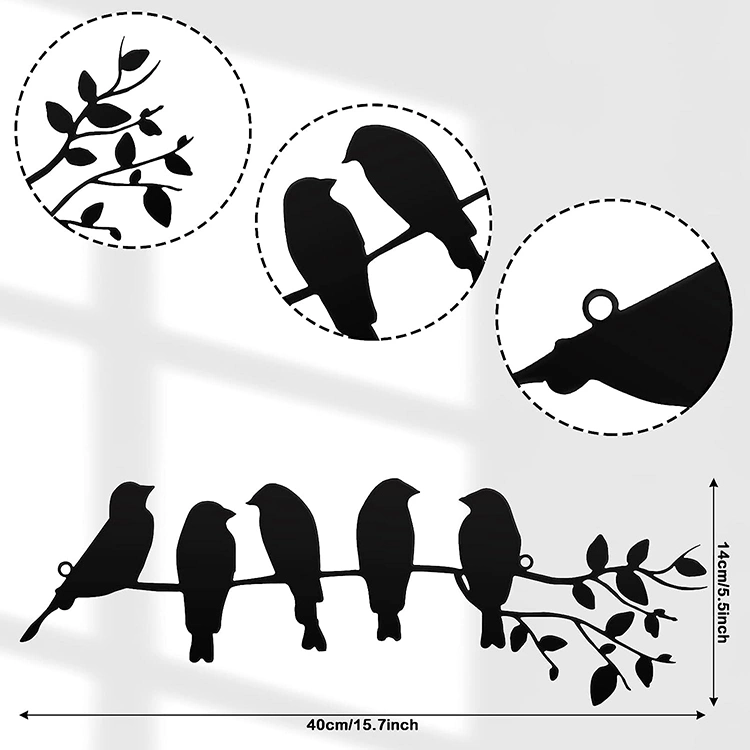 La Sculpture Jh-Mech Silhouette d'oiseaux en métal noir de l'art mural Bird