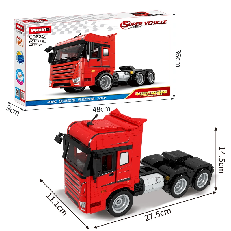 Woma Toys Amazon Hottest Sale Advanced Technology Educational Boy Assemble Truck Semi Trailer Towing Vehicle Car Model Plastic Brick Building Blocks Set Toy Car