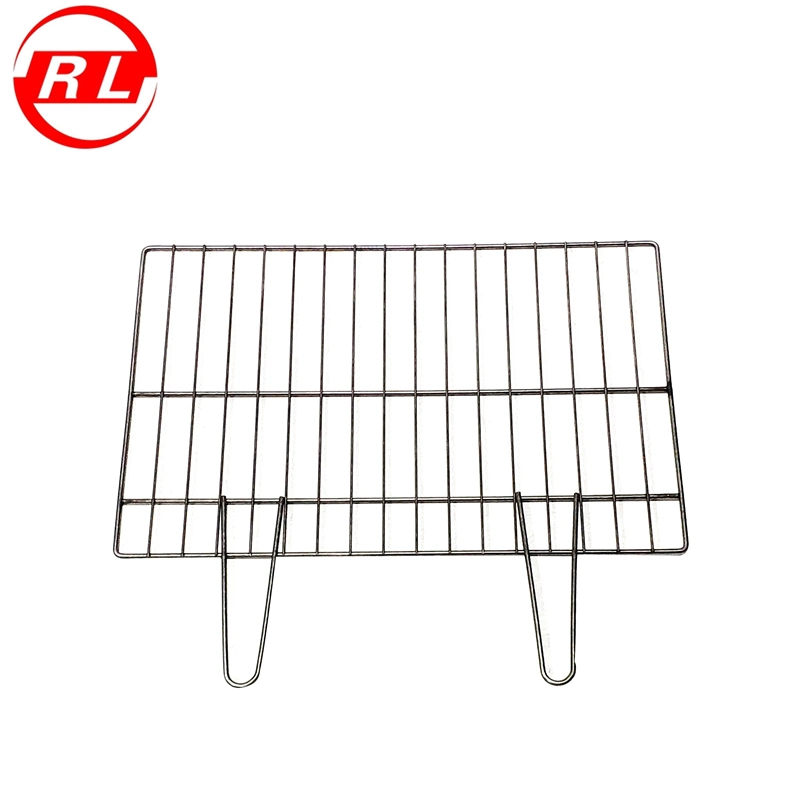 White Rectangle with Large Gap Stainless Steel Grill Net with Handle