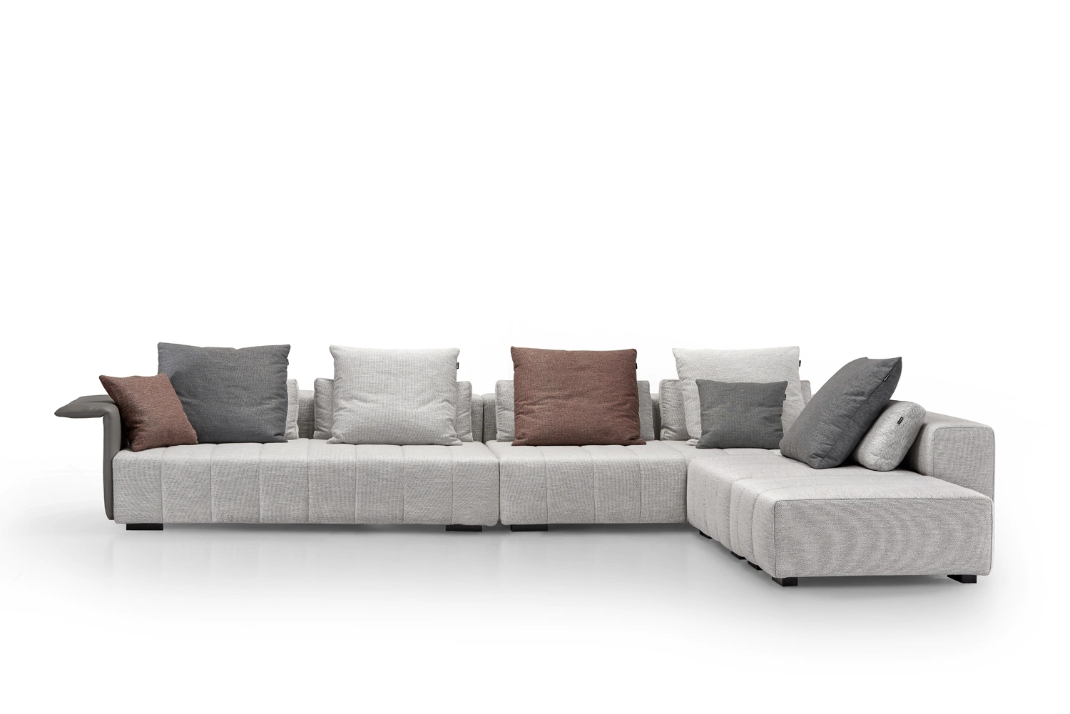 Modern Contemporary Italian Home Furniture for Villa Living Room Divan Corner Sectional Leather & Fabric Sofa