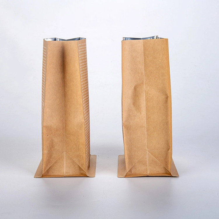 Factory Manufacturer Custom Resealable Flat Bottom Kraft Paper Coffee Bean Packaging