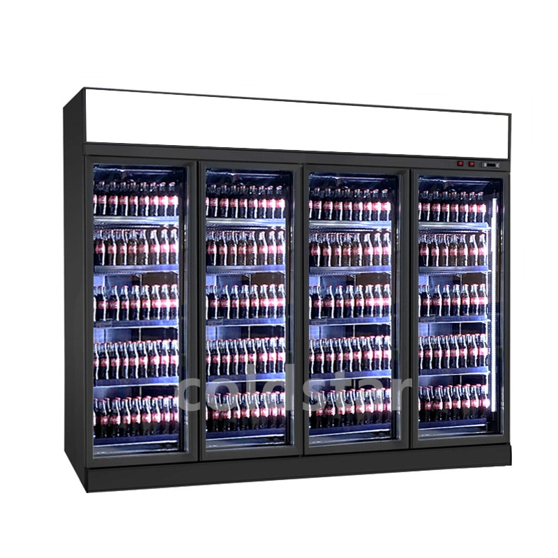 Refrigerador Comercial 4 Puertas bebida energética Armario vertical de vidrio