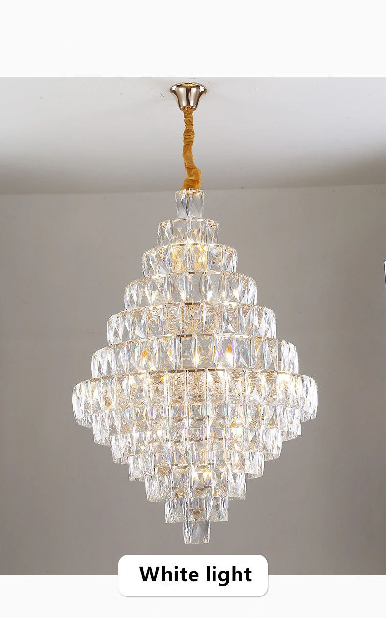 Crystal Chandelier Stair Light K9 Crystal Chrome Gold Finish Hotel Лобби