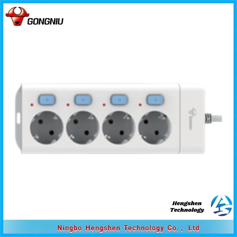 Nuevo diseño de la energía de expansión USB de conector hembra estándar europeo de 3 vías Toma Euro Power Strip con cargador USB 2