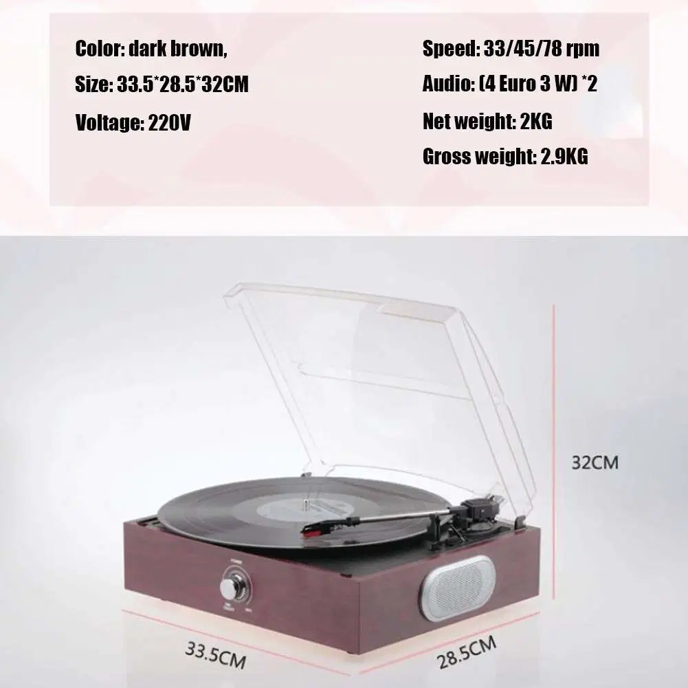 Music Vinyls Stereo Player 3 Speeds Gramophone Retro Vinyl Turntable Player