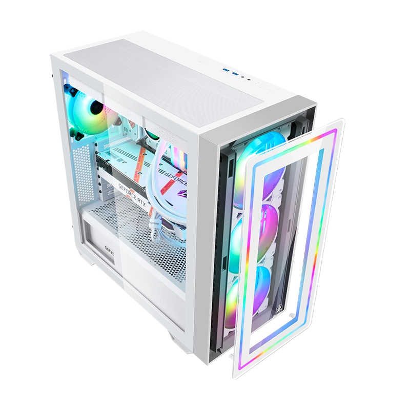 Segotep Gank 360-RGB Full-Tower eATX White Desktop Gaming-PC Fall