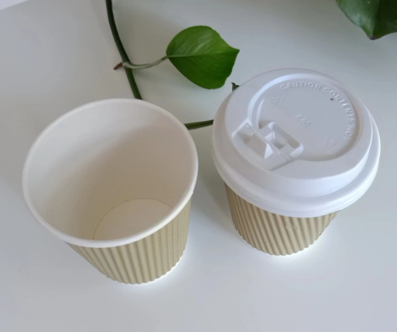 Factory Hot Sale Competitive Price 8oz Corrugated Paper Double Wall Takeout Paper Coffee Cup with Lids Disposable Paper Cup