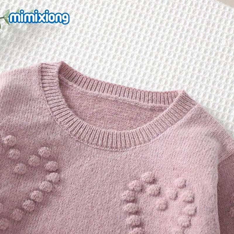 Neugeborenes Baby Pullover Langarm einfarbig DOT Herz gestrickt Pullover