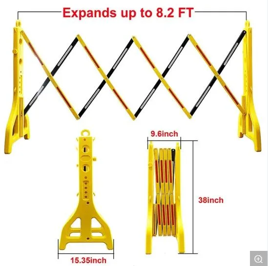 Extendable Mobile Folding Warning Barriers Sign Road Plastic Safety Barrier