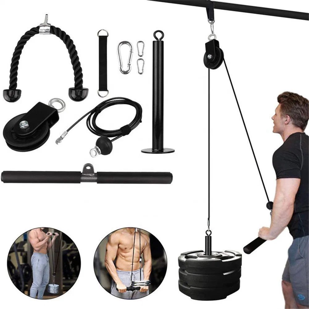 Hot Sale Fitness Pulley Cable Sets Adjustable Loading Pin Triceps Rope Home Gym Equipment Lifting Cable