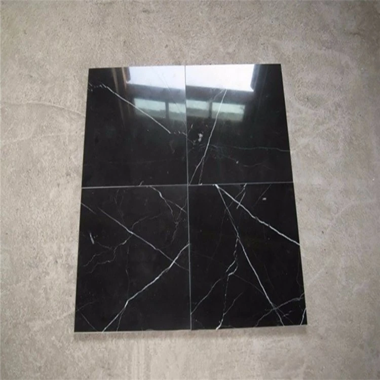 China Cheap Black Color with White Veins Marble Slab