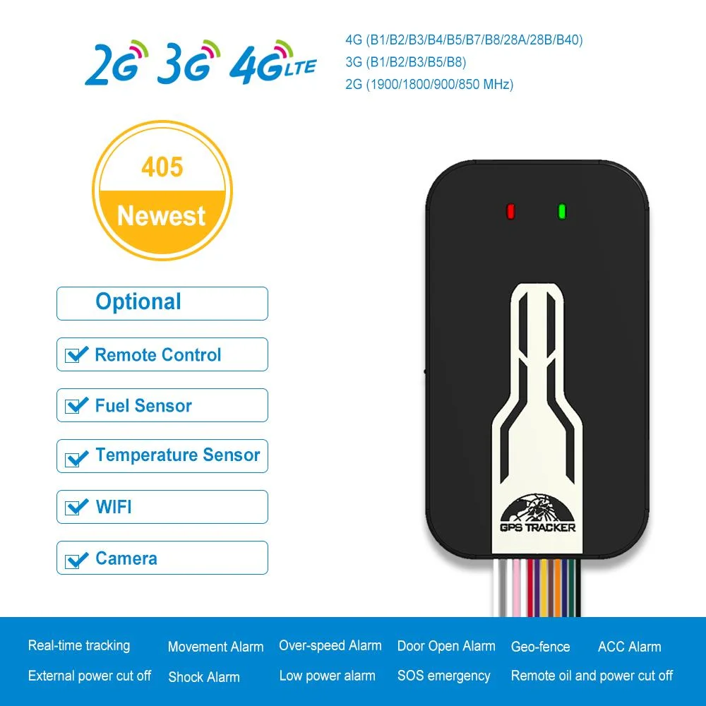 Coban TK 405b 4G 3G GPS Tracker con Sos / Micrófono / sensor de combustible y motor apagado 4G 3G