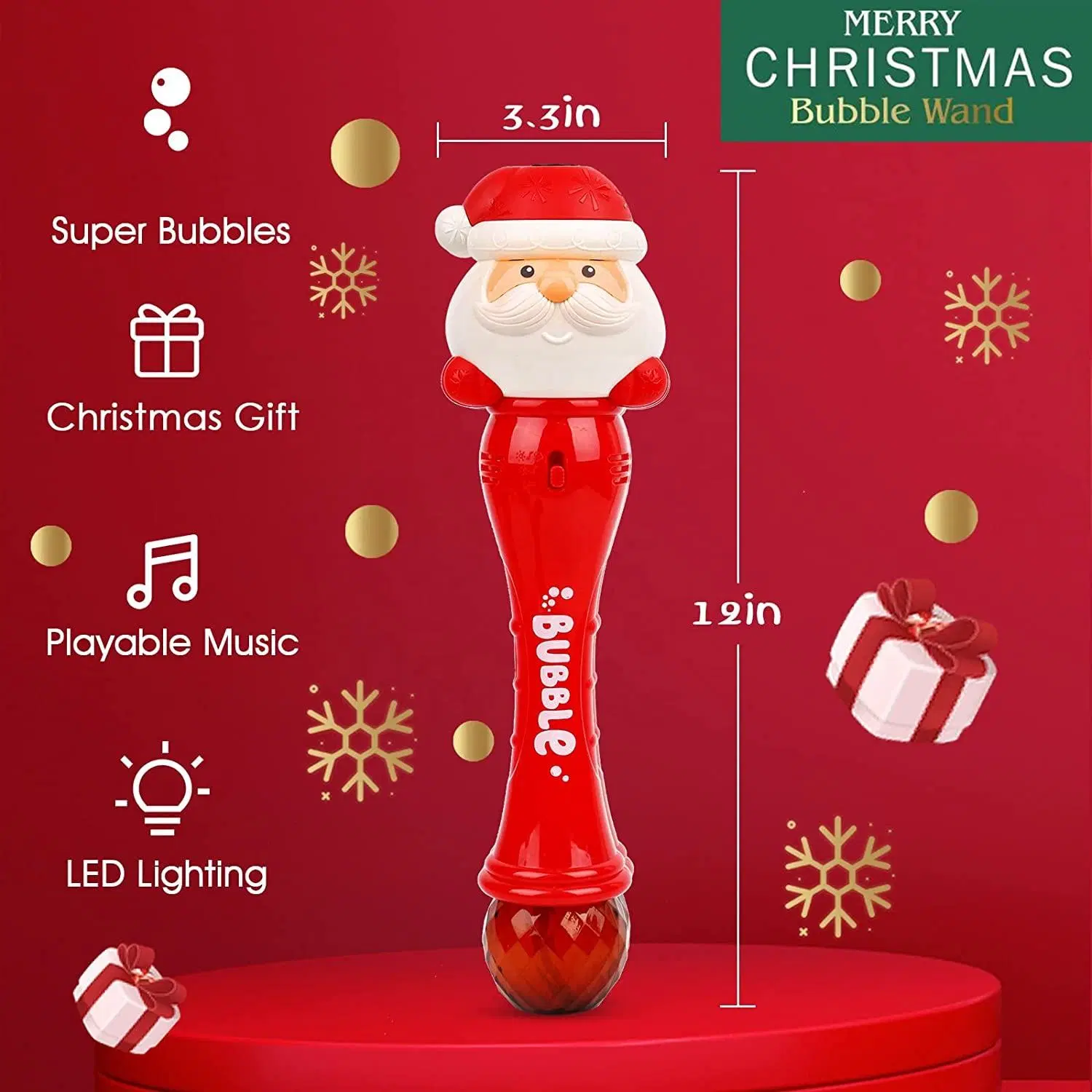 Santa Claus Musical &amp; Light up Bubble Machine automático al aire libre Fabricante Blower Toys Navidad Bubble Wands para niños