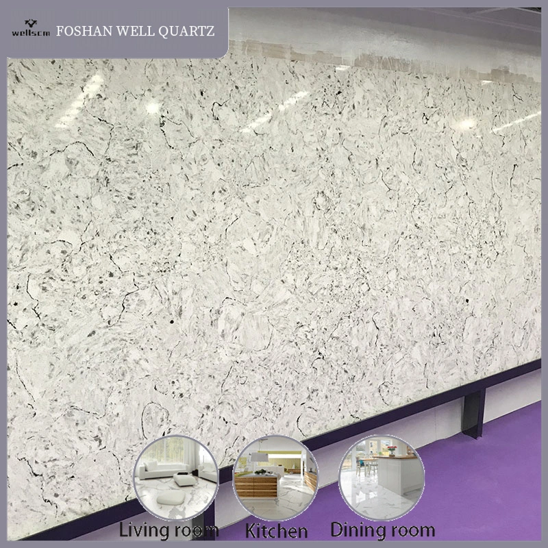 Artificial Quartz Stone Slab Countertop Flooring Tiles Solid Surface for Kitchen Bathroom