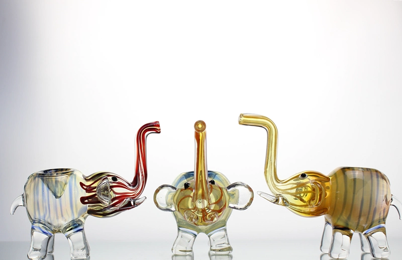 Colored Glass Smoking Pipe Hand Blown Glass DAB Rig Elephant Shaped Gift