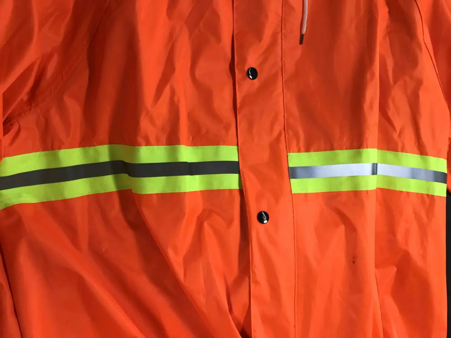 Orange Color PVC Raincoat Men Adult Reflective Strips Long Raincoat