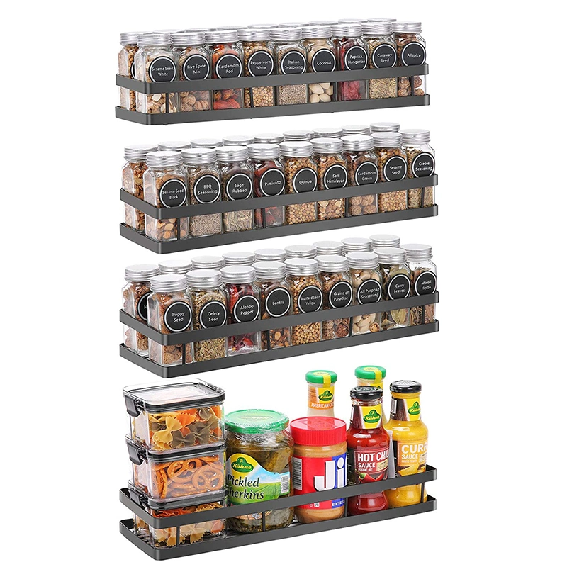 DIY 4PCS Pack Under Shelf Spice Rack Small Metal Wire Storage Basket Seasoning Holder Organizer Storage Rack