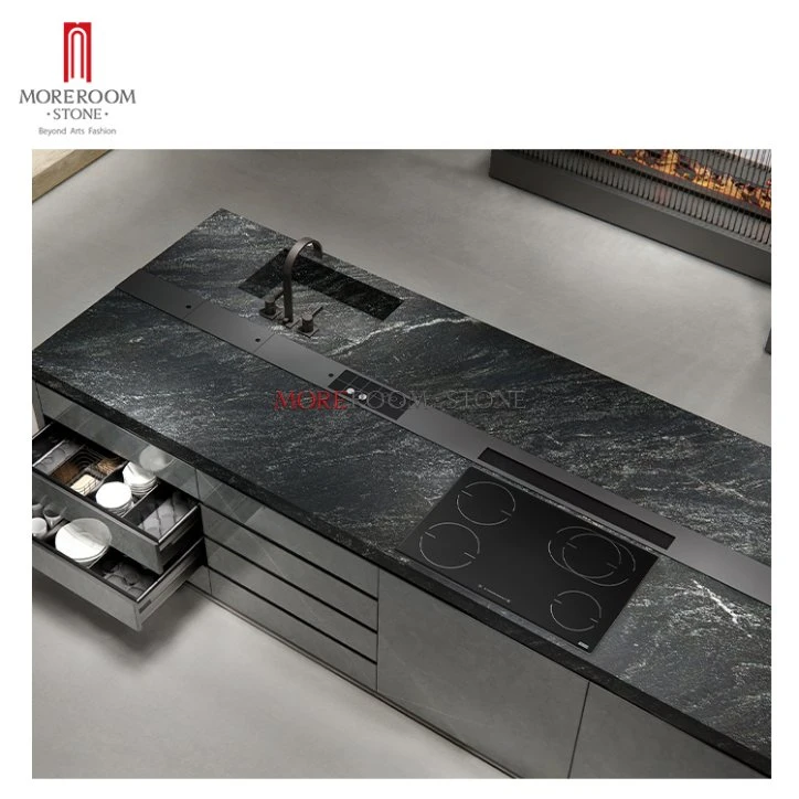 Serie Black and Grey Marmor Look Porzellan Fliesen Sintered Stone Für Esstisch Arbeitsplatte