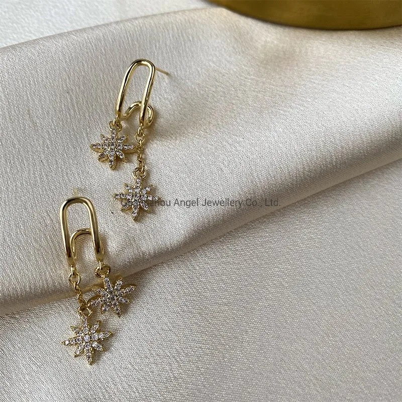 Fashion Jewelry 925 Sterling Silver 18K Gold Plated Exaggerated AAA Czs Earrings Elegant Fine Jewelry for Trendy Women