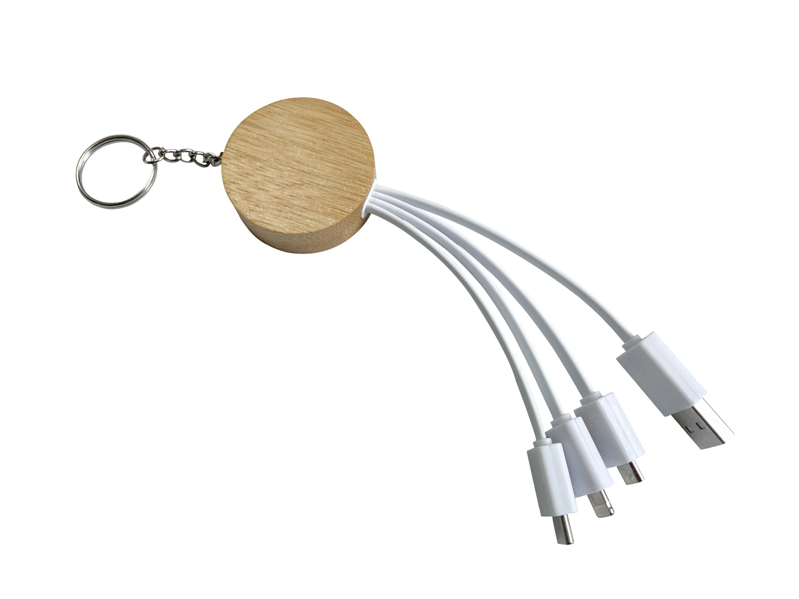 Eco-Friendly Promotional Gifts USB/Micro/Type-C/Ios Bamboo 3 in 1 USB Mobile Phone Charging Data Cable