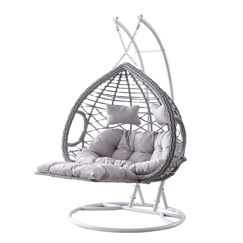 Double Swing Chair with Stand Large 2 Person Indoor Outdoor Wicker Patio Basket Hanging Chair