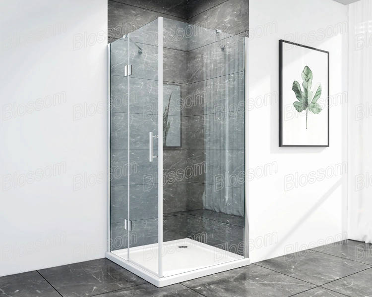 Folding Simple Hinge Clear Tempered Glass Bathroom Frameless Shower Box