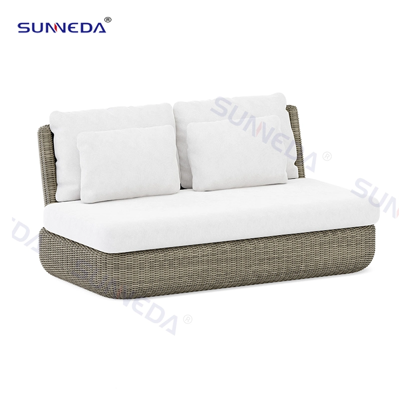 Elegant Villa Rattan Patio Furniture Set Aluminum Garden Loveseat Double Seat Couch Outdoor Sofa