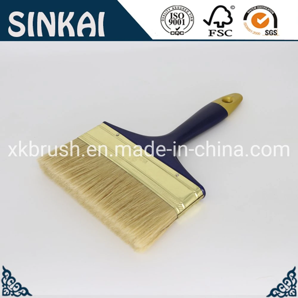 Painting Brush (Flat Brush with White Bristle & Synthetic Filaments, Plastic Handle)