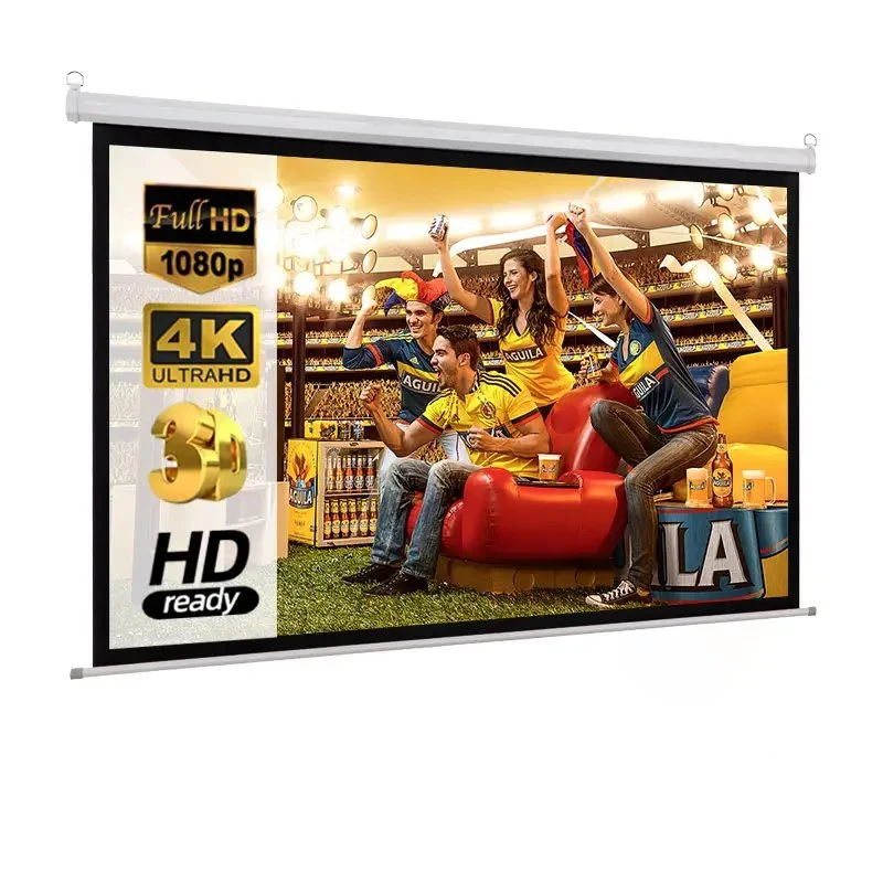 Pull Down Motorized Projection Screen, Electric Screen with Remote Control