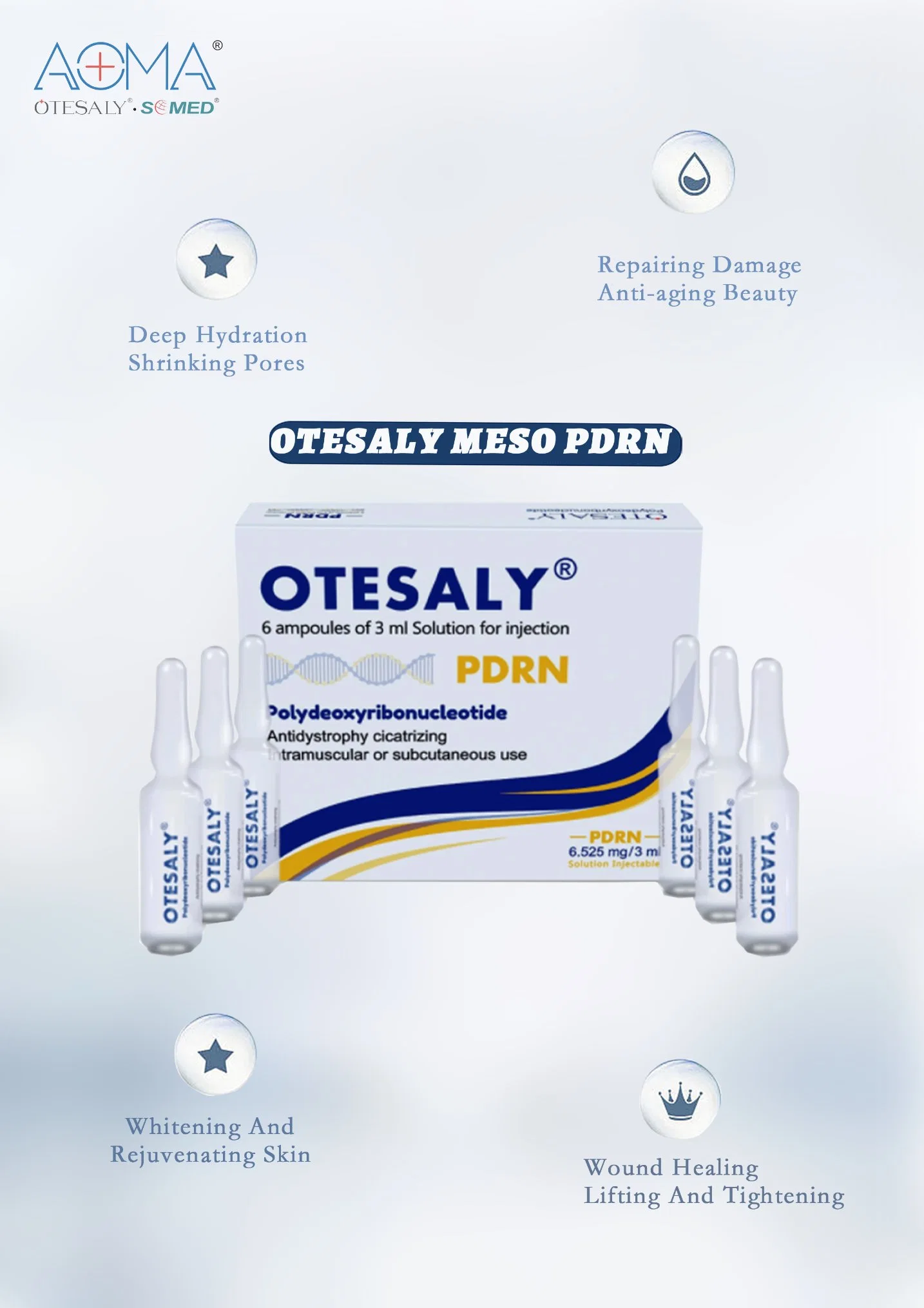 Бесплатный образец Otesaly мезо Pdrn 18мл ампулы Anti-Wrinkles Скар омоложения решение мезотерапия Anti-Aging Pdrn ЭБУ системы впрыска