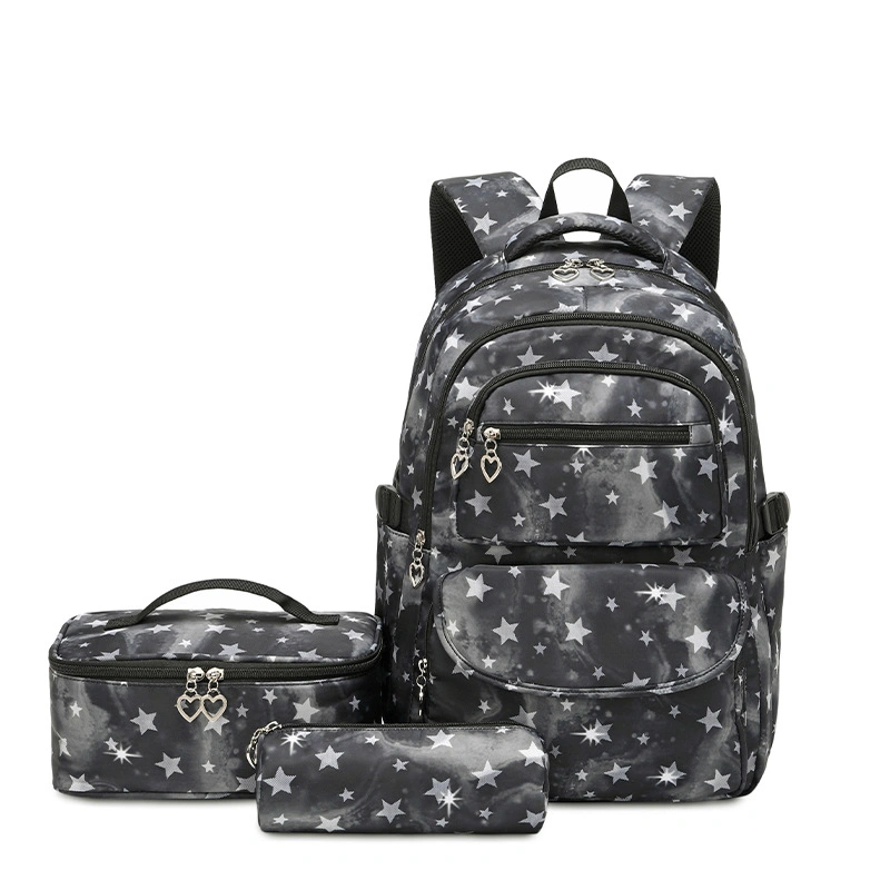 Starry Sky Full Printing Digital Zipper Unisex School Backpack 3 Piece Set