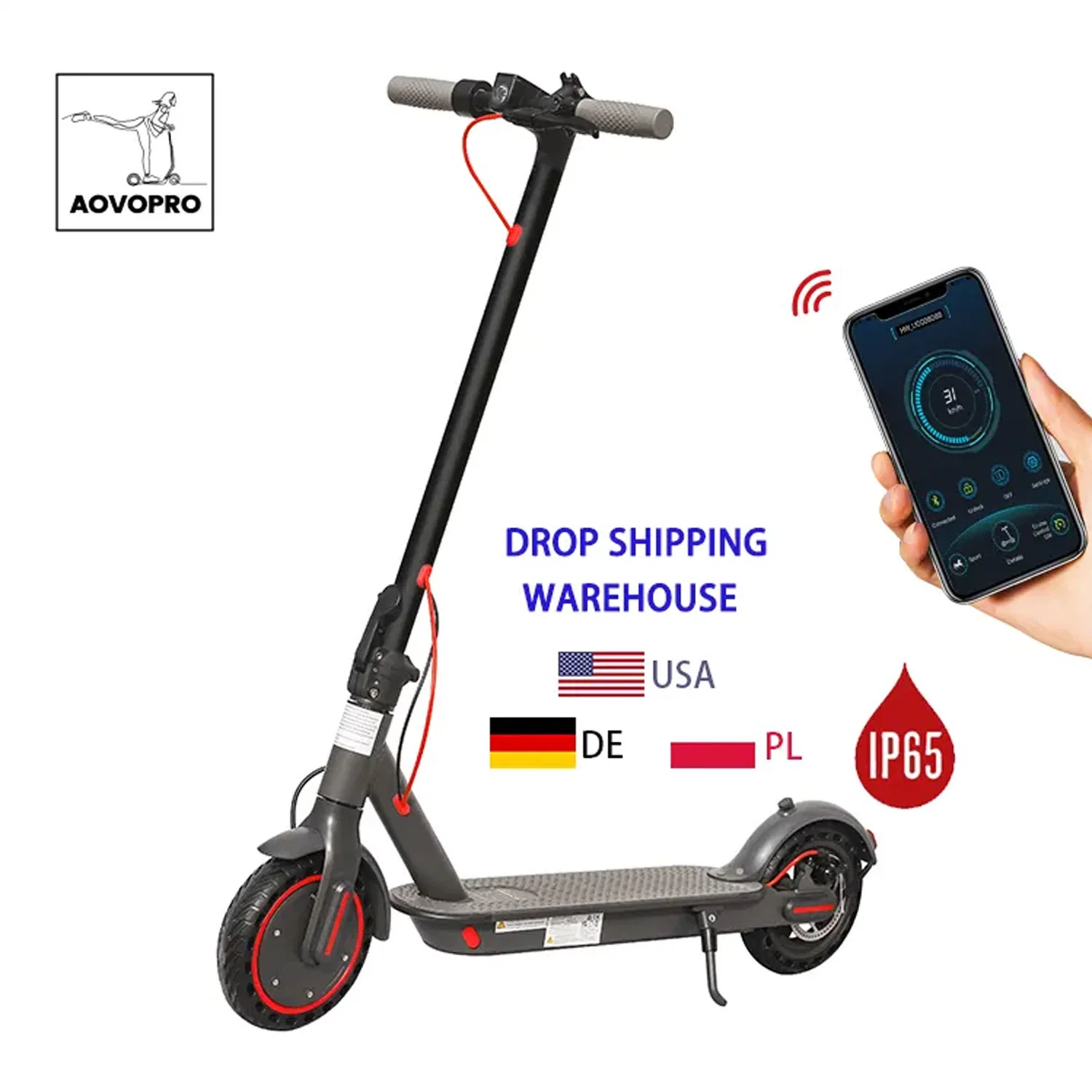 USA Stock Folding Escooter Adult Electric Scooter with APP
